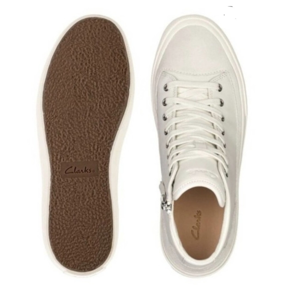 Clarks Aceley Suede Leather Zip Up High Top Sneakers